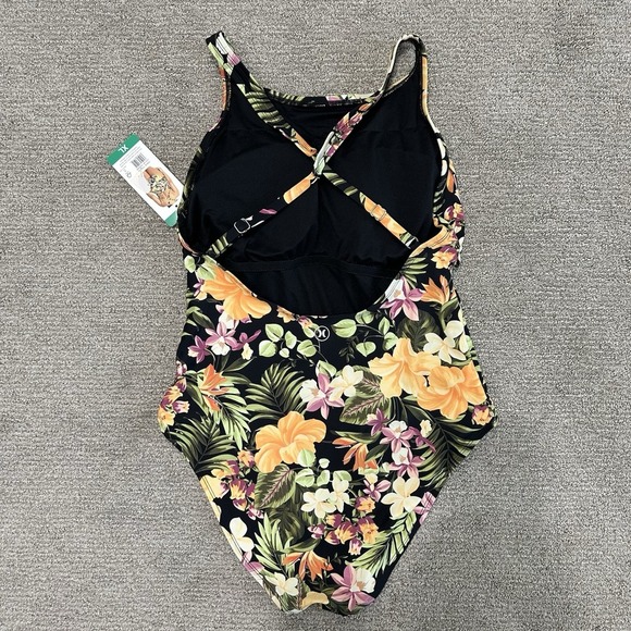 Hurley Women's One-Piece UPF 50+ Stretch Swimsuit, Orange Waikiki Wonder, XL - Picture 4 of 4